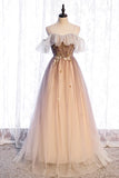 A-Line Long Spaghetti Strap Tulle Prom Dress, Ombre Evening Dress HZ1024