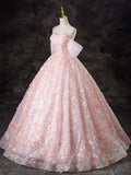 A-Line Pink Tulle Flowers Long Prom Dress, Beautiful Off the Shoulder Evening Party Dress HZ1024