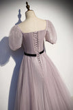 A-Line Tulle Long Prom Dresses, Simple Evening Dresses HZ1024