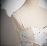 Beautiful Spaghetti Strap Floor Length Prom Dress, A-Line Floral Pattern Evening Party Dress HZ1024