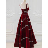 Chic Red Velvet A-Line Strapless Evening Dress HZ1024