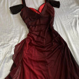 Burgundy A-Line Halter Mixed Color Chiffon Long Prom Dresses HZ1024