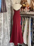 Sexy Red Mermaid V-Neck Spaghetti Strap Lace Split Long Prom Dresses HZ1024