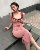 Chic Pink Mermaid Strap Bodycon Prom Gown Party Dress HZ1024