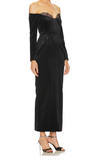 Elegant Black Mermaid Off Shoulder Long Sleeve Velvet Formal Prom Dress Evening Gown HZ1024