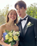 Charming Lavender Sweetheart Neck Strapless Satin Floor Length Formal Prom Gown Evening Dress HZ1024