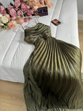 Elegant Green A-line Slit Spaghetti Strap Long Formal Prom Dress Evening Gown HZ1024