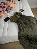 Elegant Green A-line Slit Spaghetti Strap Long Formal Prom Dress Evening Gown HZ1024