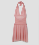 Charming Pink A-line Halter Neck Tulle Short Party Dress Prom Gown HZ1024