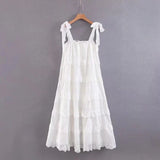 White sleeveless halter ruffled maxi dress HZ1024