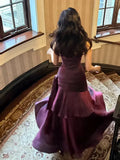 Purple Satin Straps Mermaid Long Formal Dress, Purple Prom Dress Evening Dress HZ1024