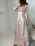 Vintage Pleated Ruffle Floor Length Ball Gown HZ1024