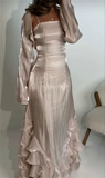 Vintage Pleated Ruffle Floor Length Ball Gown HZ1024