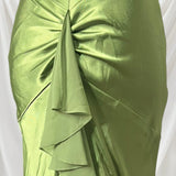 Sexy Green Halter Neck Low Cut Satin Mermaid Formal Prom Dress Evening Gown HZ1024