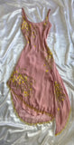 Vintage Pink Strapless Floral Irregular Skirt Ball Gown HZ1024