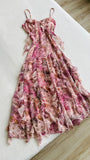 Vintage Strapless V-Neck Printed Chiffon Sleeveless A-Line Prom Dress Evening Dress HZ1024
