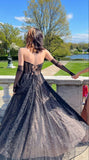 Elegant Black Strapless Sweetheart Neck Tulle Long A-Line Prom Dress Evening Dress HZ1024