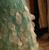 Beautiful Spaghetti Strap V Neck Beaded Backless Mermaid Floor Length Prom Dress Evening Dress HZ1024