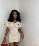 Sexy Ivory Sleeveless Pleated Mini Party Dress Homecoming Dress HZ1024