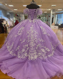 Fantasy Purple Off-Shoulder Tulle A-Line Prom Dress Evening Dress Birthday Dress HZ1024