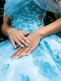 Beautiful Princess Dress Blue Off-the-shoulder Prom Dress A-line Floor-length Evening Dress HZ1024