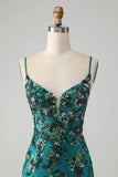 Charming Dark Green Beading Sequins Bodycon Design A-line Lace-up Homecoming Dress HZ1024