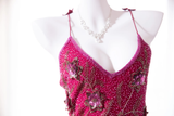 Vintage Shiny Sequin Rose Red Backless Design A-line Romantic Chiffon Evening Dress Prom Dress HZ1024