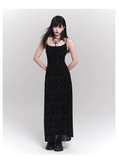 New Vintage High Quality Black Spaghetti Strap Dress HZ1024