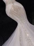 Gorgeous Ivory Sweetheart Tulle Sparkling Sequin Design Elegant Mermaid Floor-length Wedding Dress HZ1024