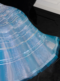 Vintage Sparkling Blue Sequin Sweetheart A-Line Design Tulle Evening Dress Prom Dresses HZ1024