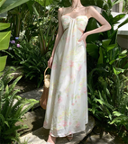 New Fashion Sexy Floral Design A-Line Beach Holiday Spaghetti Strap Dress HZ1024