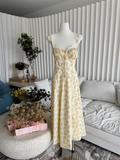 Simple Floral Spaghetti Strap Design A-line Split Women Dress HZ1024