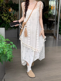 New Fashion Beige Floral Design A-line Beach Holiday Long Spaghetti Strap Dress HZ1024