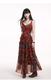New Fashion Floral Pattern Design Spaghetti Strap Dress HZ1024