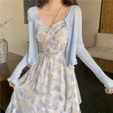 New Fashion Elegant Floral Chiffon Spaghetti Strap Dress HZ1024