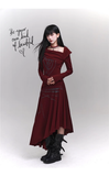 New Fashion Irregular Hemline Design Red Long-sleeved Dress HZ1024