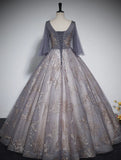 Beautiful Tulle V-neckline Long Formal Dress, Tulle Lace Applique Party Dress HZ1024