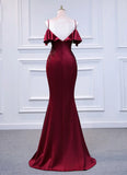 Wine Red Mermaid Off Shoulder Long Party Dress, Off Shoulder Mermaid Prom Dress HZ1024