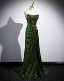 A-line Green Sequins Mermaid Long Party Dress, Mermaid Sequins Green Prom Dress HZ1024