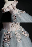 Off Shoulder Long Off Shoulder Party Dress, Tulle Sweet 16 Dress Formal Gown HZ1024