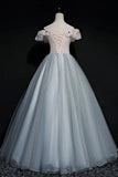 Off Shoulder Long Off Shoulder Party Dress, Tulle Sweet 16 Dress Formal Gown HZ1024