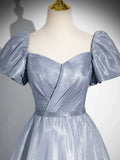 Beautiful Gradient-Color Glitter Sequins Prom Dresses, A-Line Princess Off-The-Shoulder Sleeveless Gray Blue Formal Dresses HZ1024