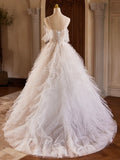 A-Line Tulle Layers Long Prom Dress, Ivory Spaghetti Strap Sweet 16 Dress Evening Dress HZ1024