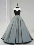 Beautiful Strapless Jacquard Floor Length Prom Dresses, A-Line Sweetheart Neck Formal Dresses HZ1024