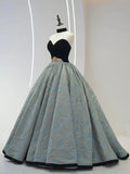 Beautiful Strapless Jacquard Floor Length Prom Dresses, A-Line Sweetheart Neck Formal Dresses HZ1024