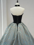 Beautiful Strapless Jacquard Floor Length Prom Dresses, A-Line Sweetheart Neck Formal Dresses HZ1024