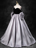 Black Sweetheart Neck Velvet Floor Length Formal Dress, Detachable off Shoulder Chic Party Dress HZ1024