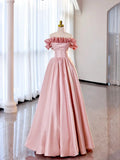 Off the Shoulder Satin Burgundy/Pink A-line Princess Dresses HZ1024