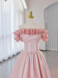 Off the Shoulder Satin Burgundy/Pink A-line Princess Dresses HZ1024