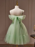 Green Tulle Lace Short Prom Dress, Cute Homecoming Dress, Green Party Dress HZ1024
